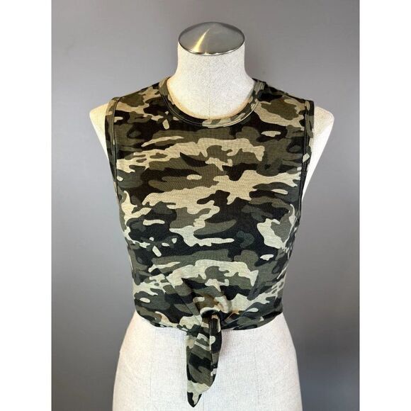 Lovers + Friends Camo Tank with Tie Front in Green Size XS - Picture 1 of 4
